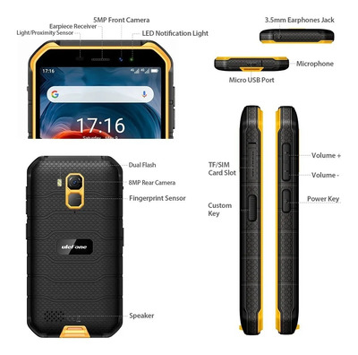 Celular Ulefone Armor X7 Pro 4GB RAM 32GB ROM 4G IP68 IP69K MIL Std 810H Naranja