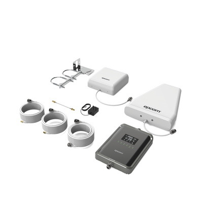 Kit Amplificador de Señal Celular 2G, 3G, 4G y 5G / Mejora llamadas convencionales y VoLTE / Amplifica señal de TELCEL, AT&T, MOVISTAR, BAIT,DiRi y más / Cubre hasta 300 m² con una antena y hasta 600 m² con 2 antenas.