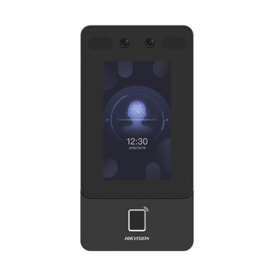 Terminal Min Moe PoE & WiFi de Reconocimiento Facial y Huella con Lector PROX EM / Exterior IP65  / Hasta 1.5 mts en Lectura de Rostro / Soporta P2P / 1,500 Rostros / 3,000 Huellas / Salida 12 Vcd para Chapa / PoE / SIP Estandar / HIK-IA