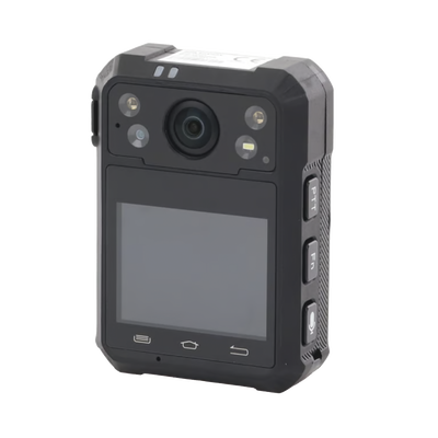 Body Camera Portátil / Grabación a 1920 × 1080p / Pantalla Frontal 1.77" TFT / Conexión Remota 4G / WiFi / GPS / Fotos de Hasta 40 Megapixel / IP68 / H.265 / 128 GB de Almacenamiento / Microfono Integrado