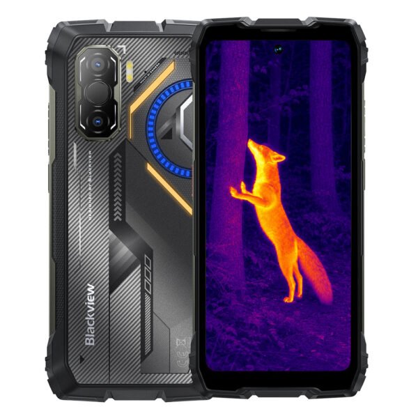 Blackview Rock 3 negro, vista frontal y posterior